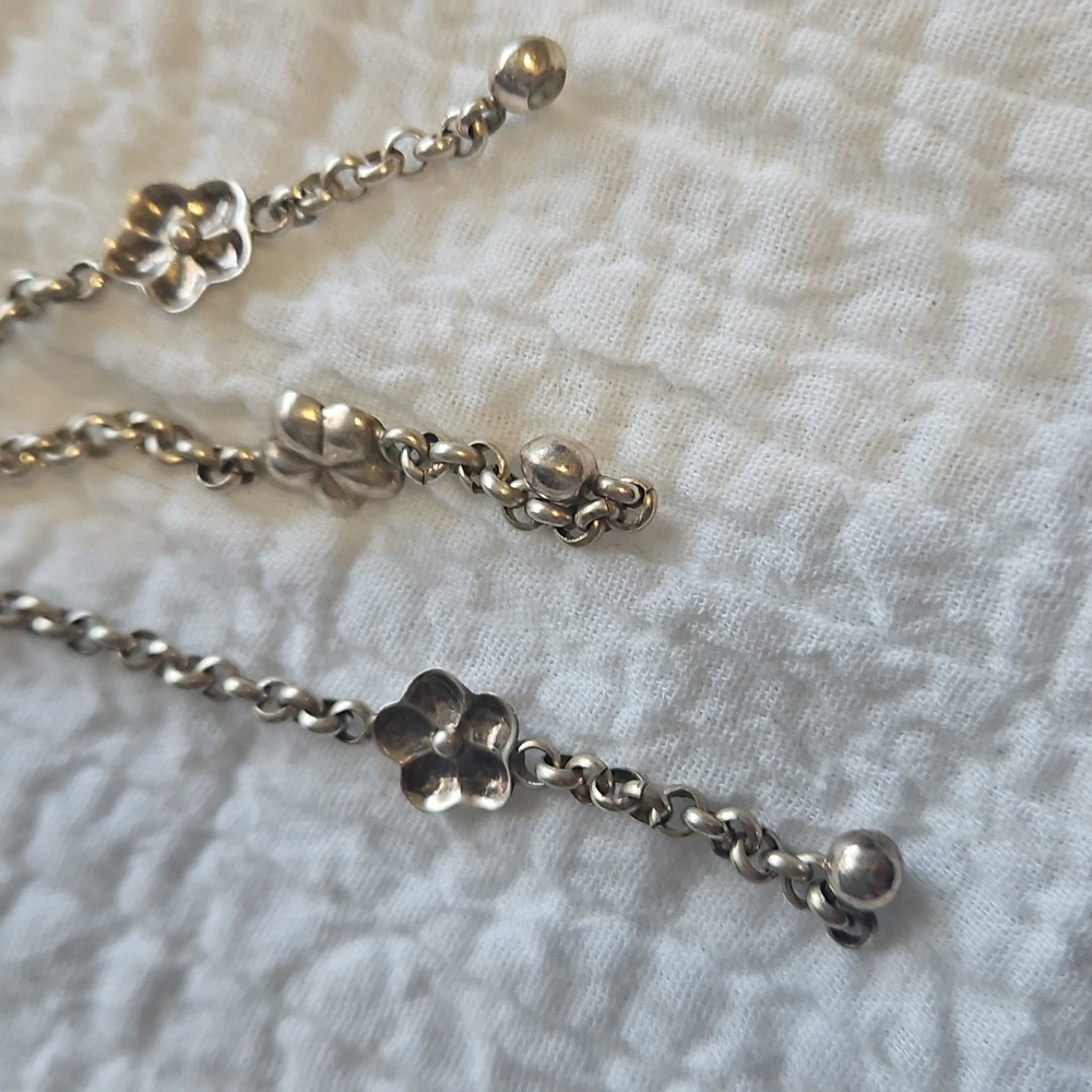 925 Solid Silver Orange Stone Flower Chocker - image 3